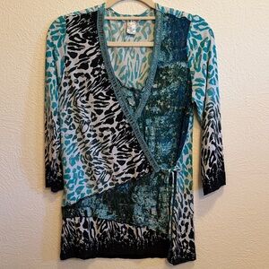 🐯🐯🐯🐯BOGOHO 🐯🐯🐯Elyse 26 Multicolor Animal Print Blouse-Large